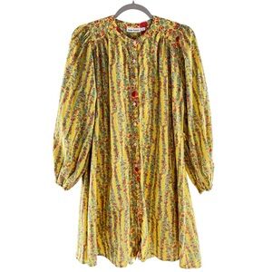 Roller Rabbit Floral Button Front Dress Yellow XS